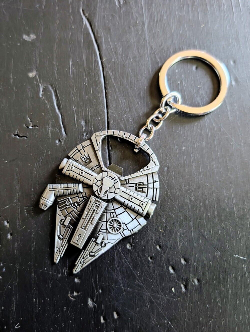Star Wars Silver-Tone Millennium Falcon Bottle Opener Keychain SciFi Collectible
